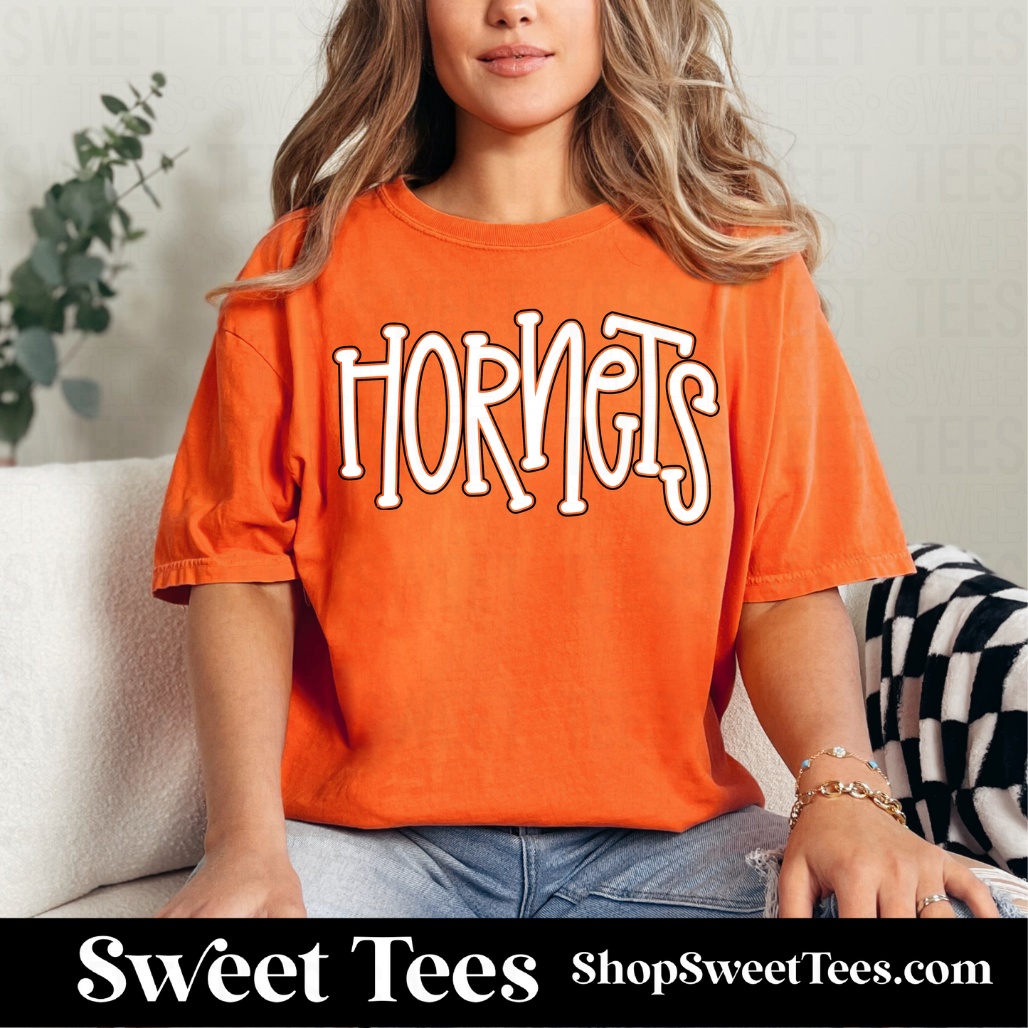 Hornets Doodle Mascot 120 tee - Orange