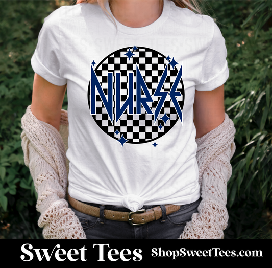 Nurse Navy Checker tee