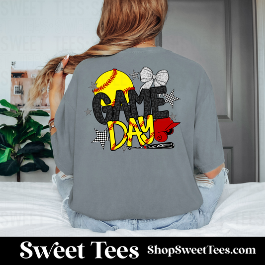 Softball Game Day Custom Pocket tee
