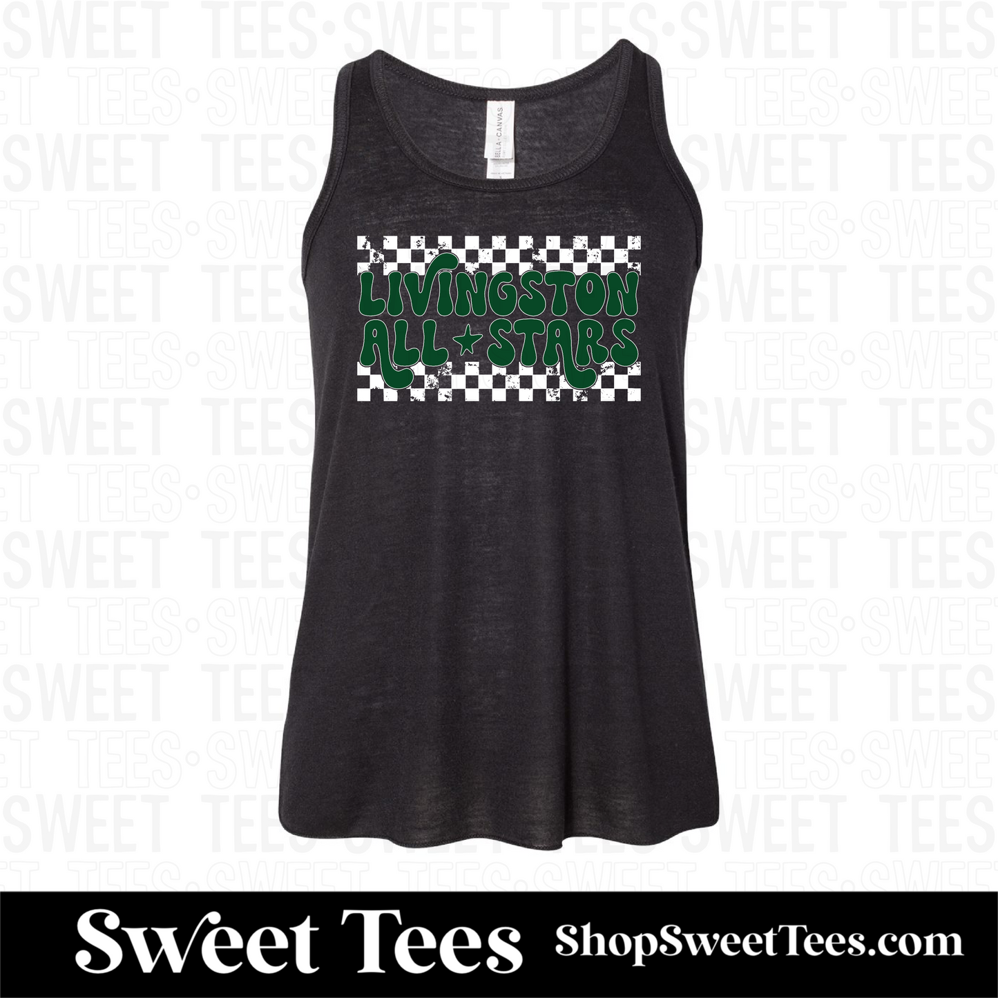 Livingston All-Stars Retro Checker tee - Black Bella Tank