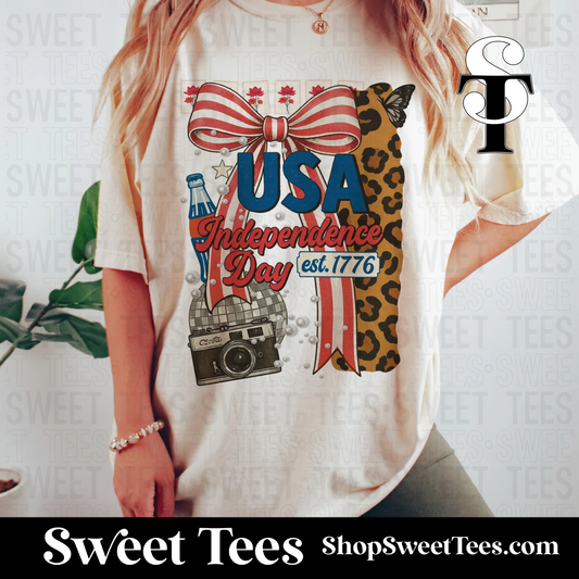 USA Bow Leopard tee
