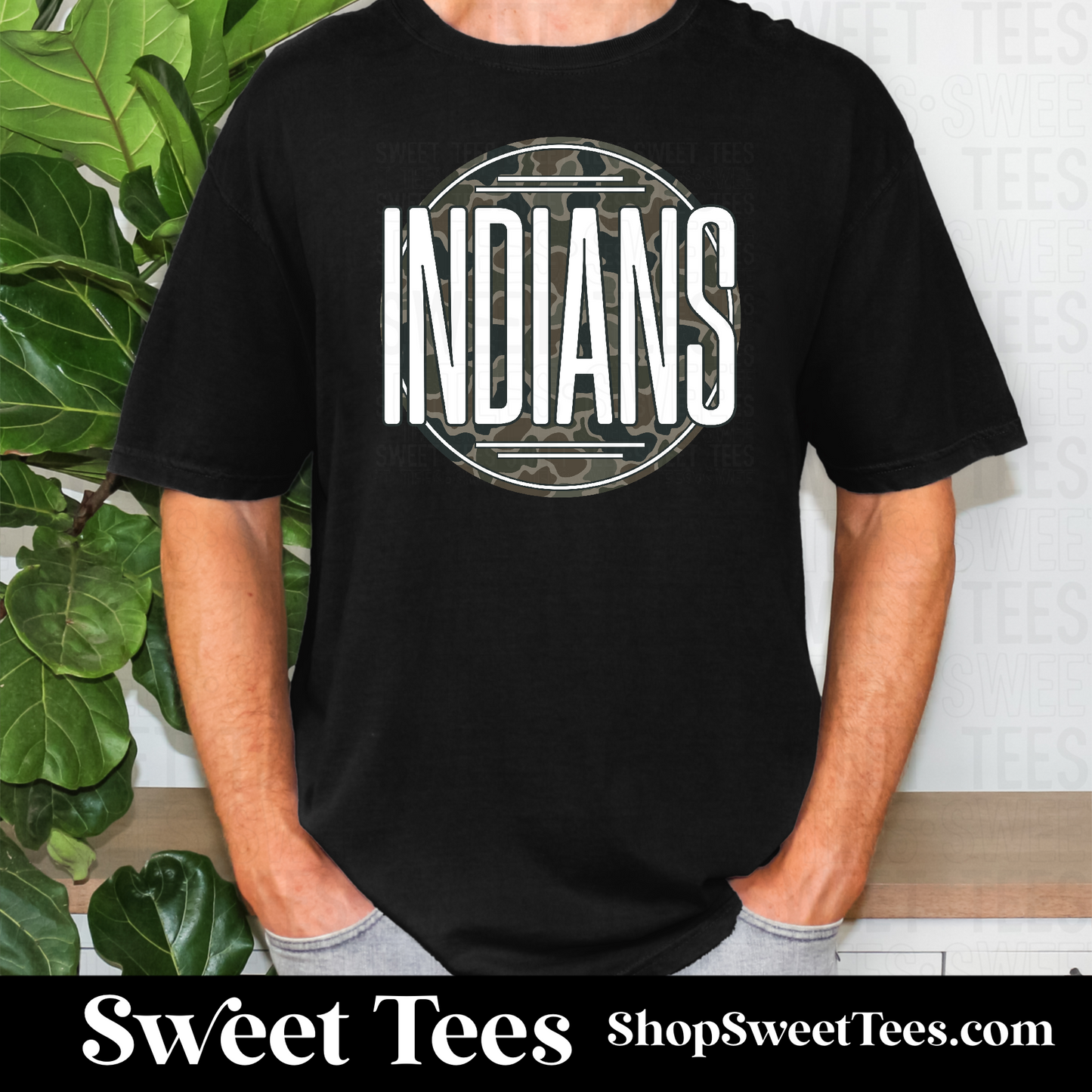 Indians Old School Camo Circle 080 tee