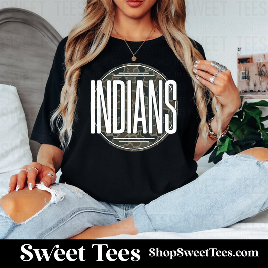 Indians Old School Camo Circle 080 tee