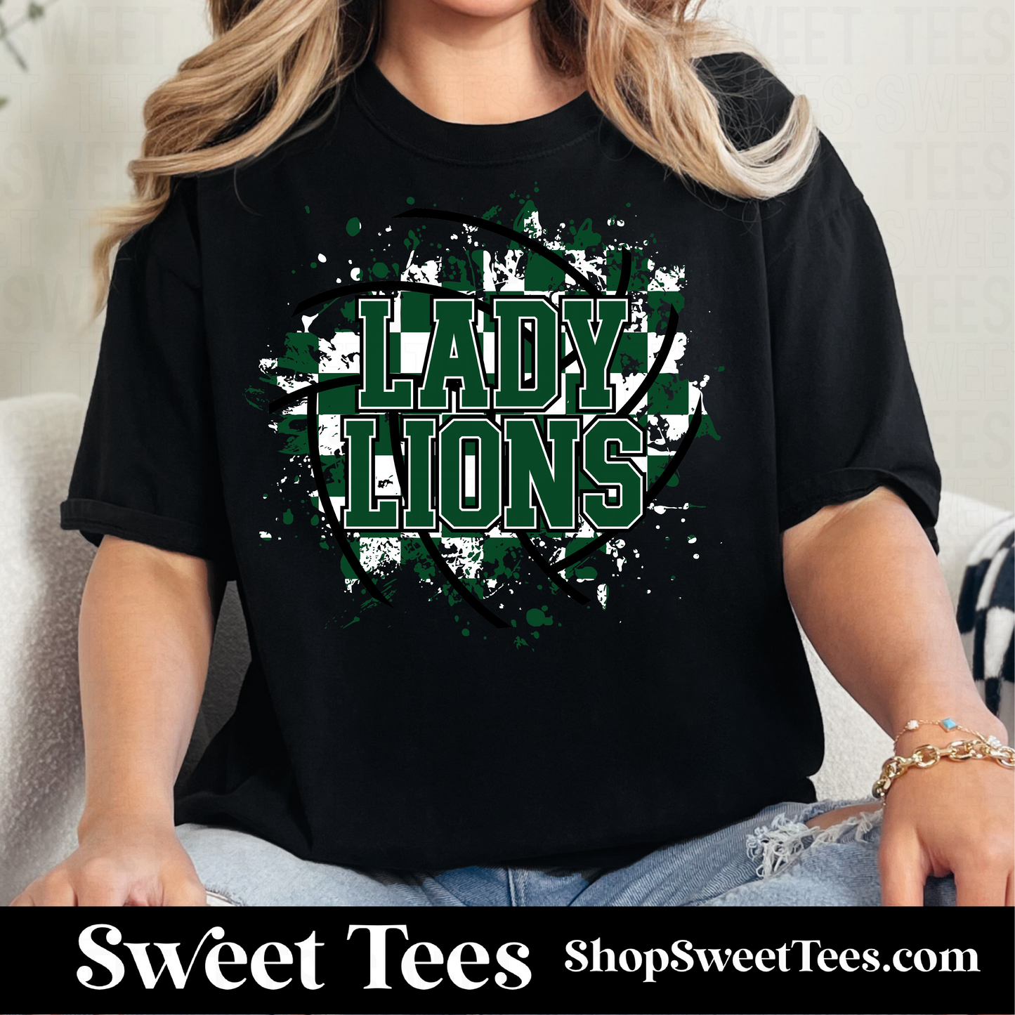 Lady Lions Volleyball Checker Spatter tee