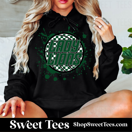 Lady Lions Volleyball Ink Spatter Checker Hoodie