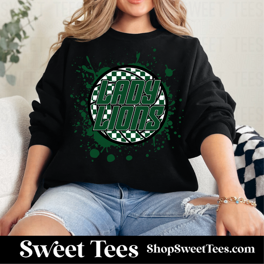 Lady Lions Volleyball Ink Spatter Checker Sweatshirt