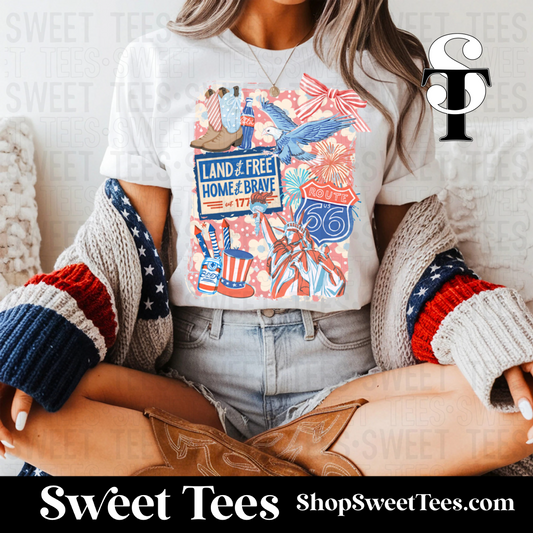 Land of the Free Collage tee