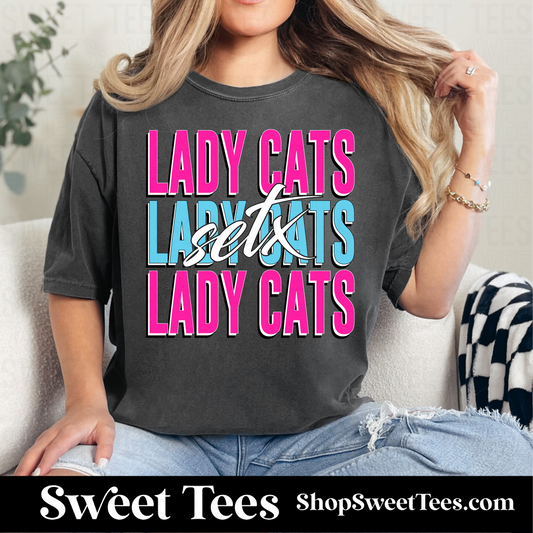 SETX Ladycats Stacked Script 130 tee