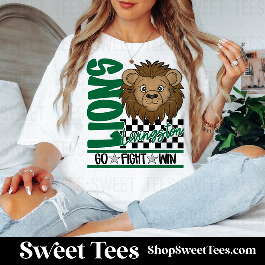Lions Checker Spirit Mascot 108 tee