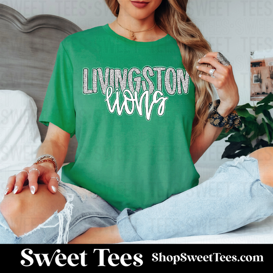 Lions Dotted Alpha Script 137 tee - Kelly Green