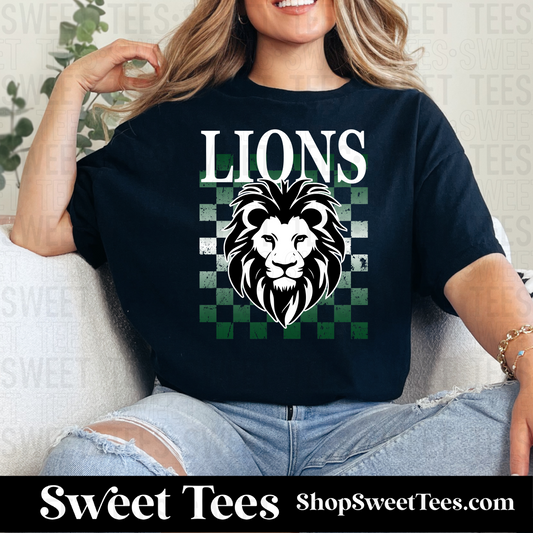 Lions Checker Spirit Mascot 138 tee