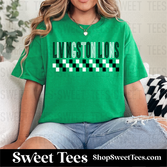 Lions Inline Checker 140 tee - Kelly Green