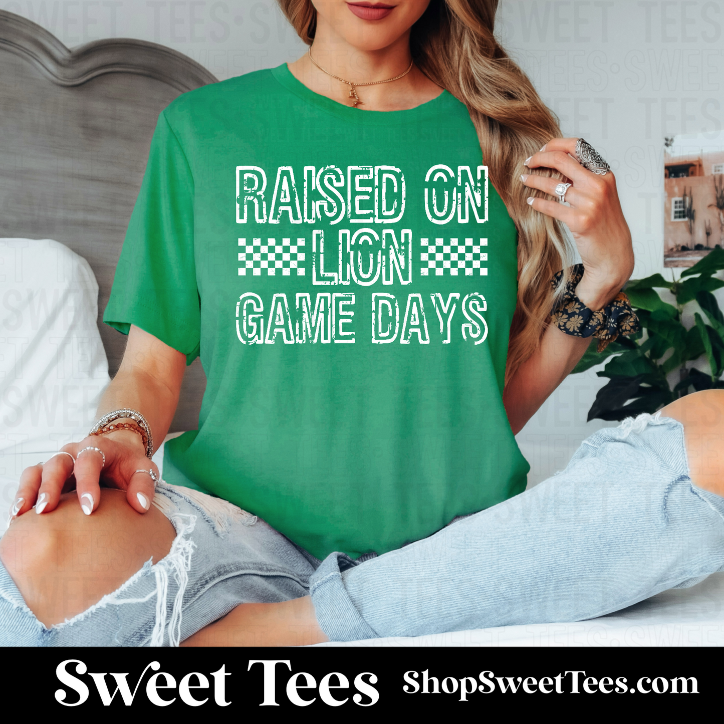 Raised on Lion Game Day Checker 098 tee - Kelly Green
