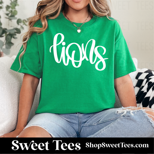 Lions Hand Script 400 tee - Kelly Green