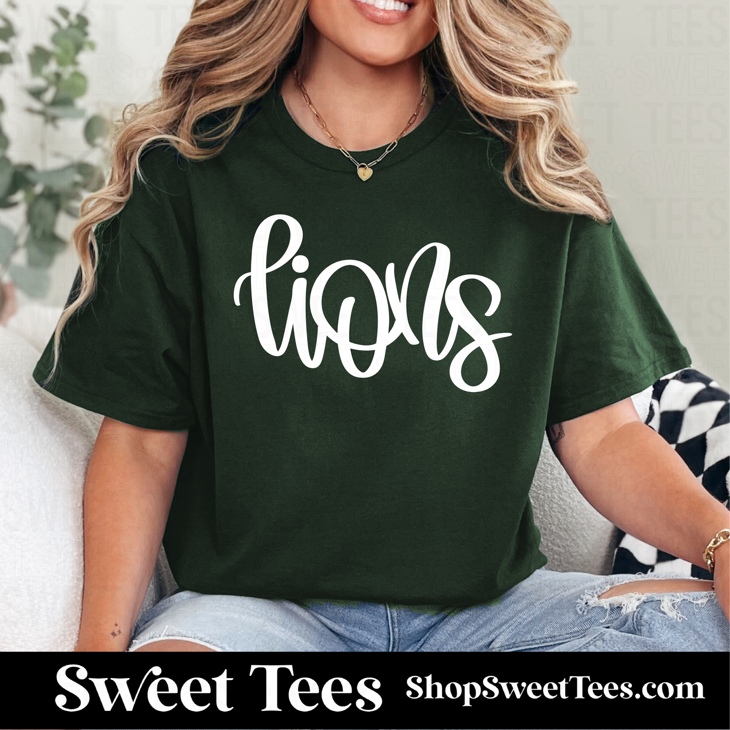 Lions Hand Script 400 tee - Forest