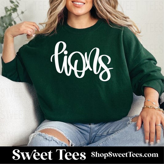 Lions Hand Script 400 Sweatshirt - Forest
