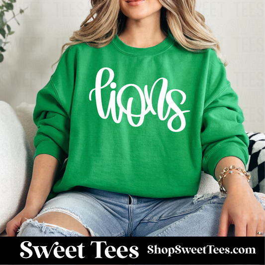 Lions Hand Script 400 Sweatshirt - Kelly Green