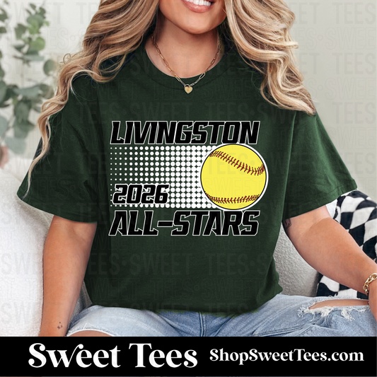 Livingston All-Stars Softball Halftone Circle tee - Green