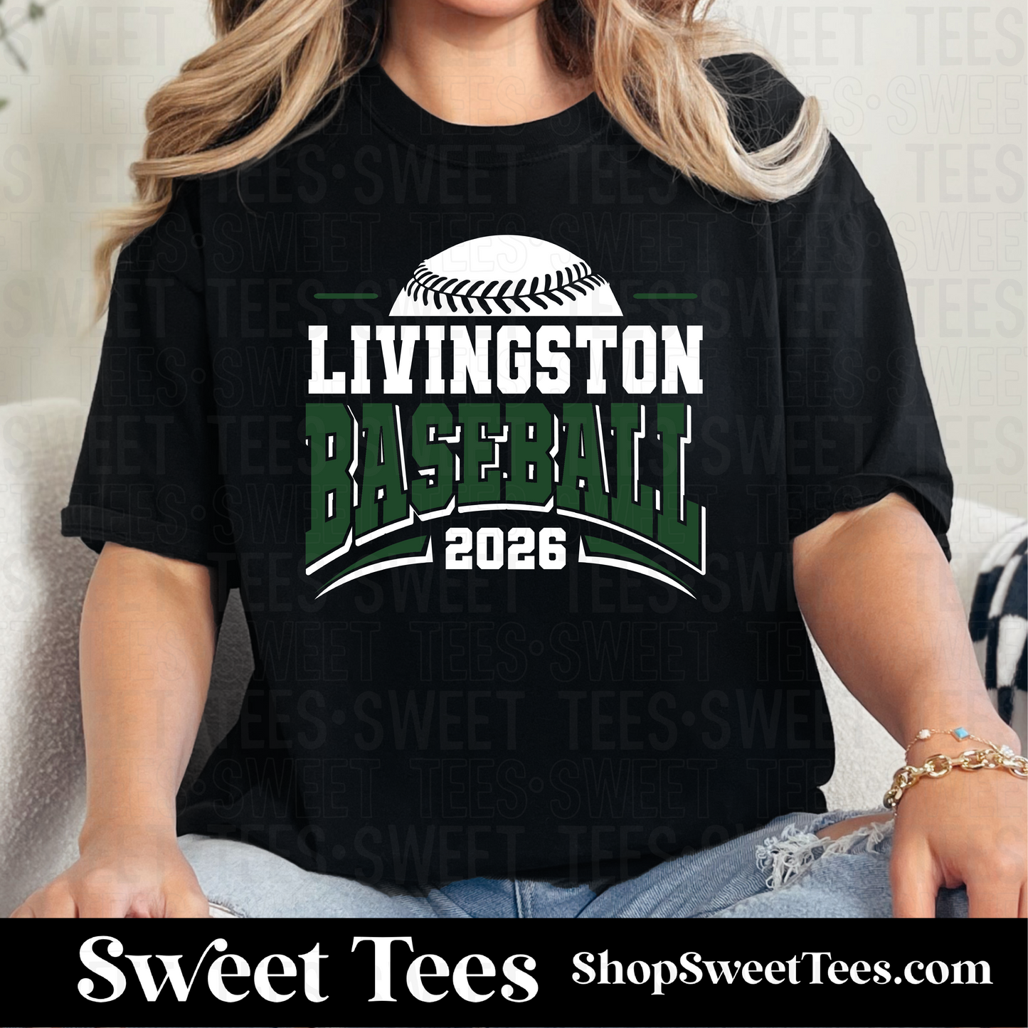 Livingston Baseball Half Arched Stripe tee - Black