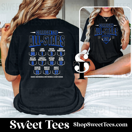 Corrigan 12U Softball Roster tee