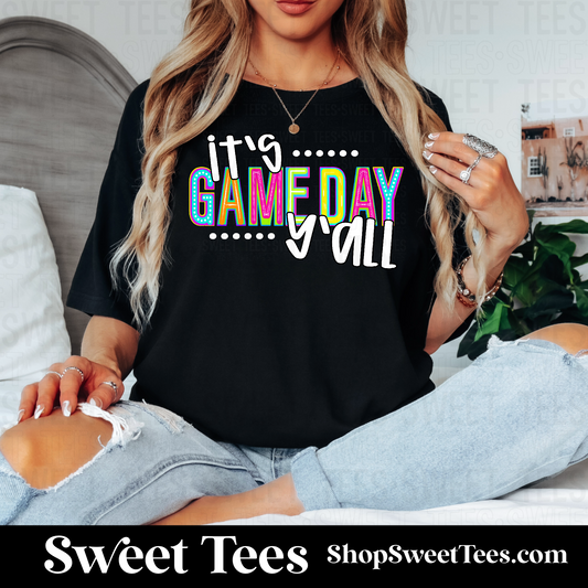 Neon Funky Game Day Yall tee