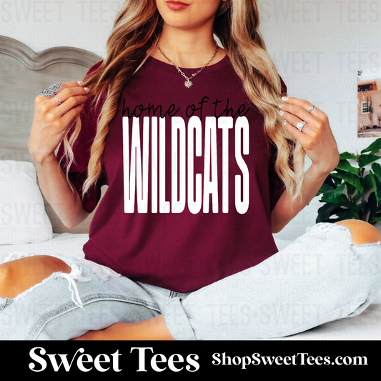 Home of the Wildcats 092 tee - Maroon