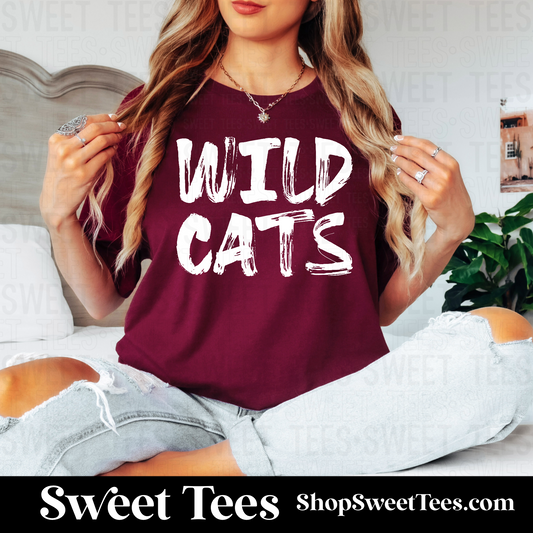 Wildcats Brush Mascot 121 tee - Maroon