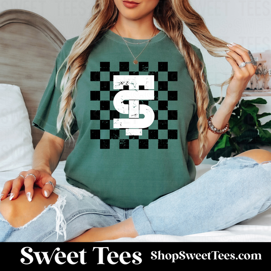 Texas Slam Checker Grunge tee