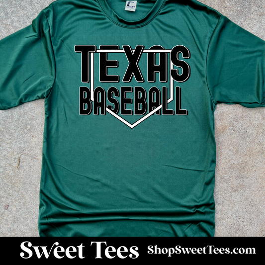 Texas Baseball Over Under Plate Drifit tee - Forest