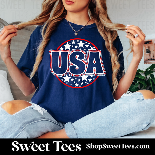 USA Star Circle tee - Navy