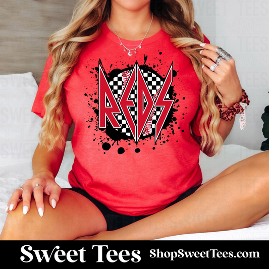 Reds Ink Spatter Baseball tee