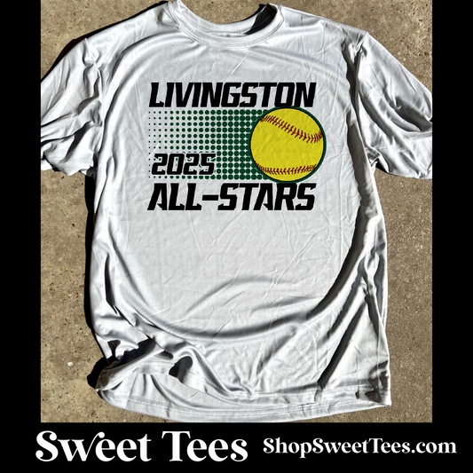Livingston All-Stars Halftone Softball Drifit tee - Silver