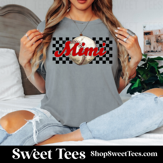 Baseball Mimi Checker tee