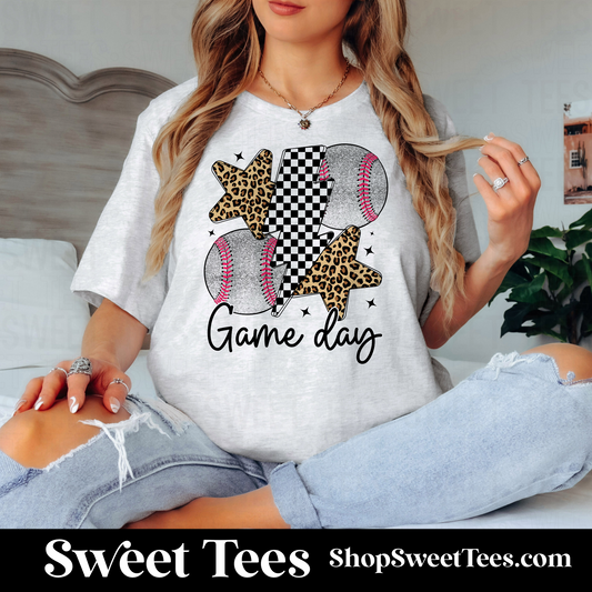 Baseball Game Day Faux Glitter tee