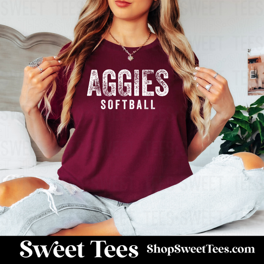 Aggies Softball Vintage Rough tee