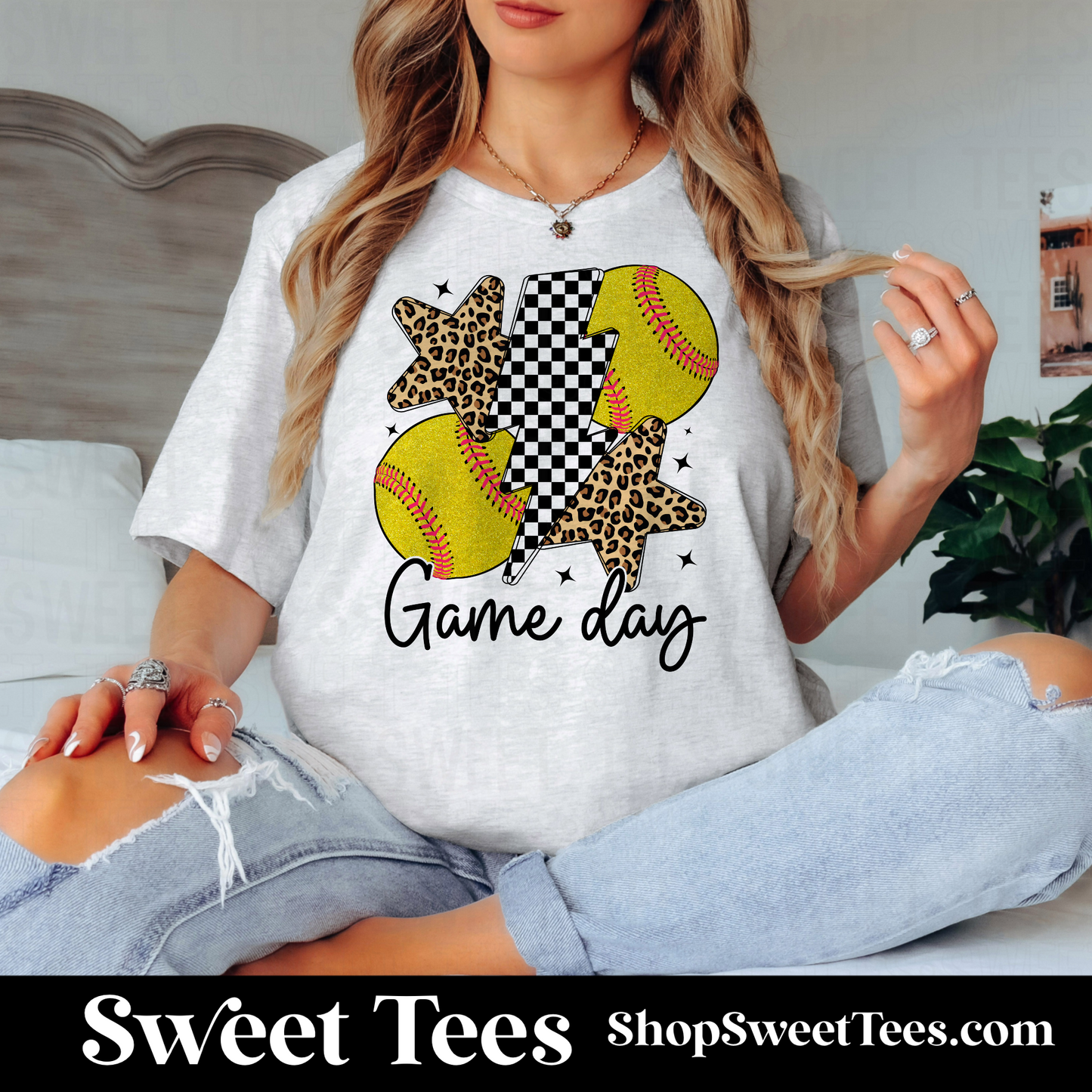 Softball Game Day Faux Glitter tee