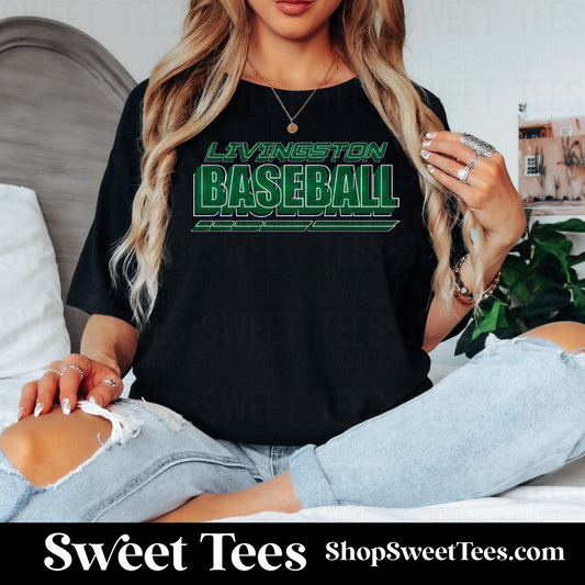 Livingston Baseball Shadowed Outline tee - Black