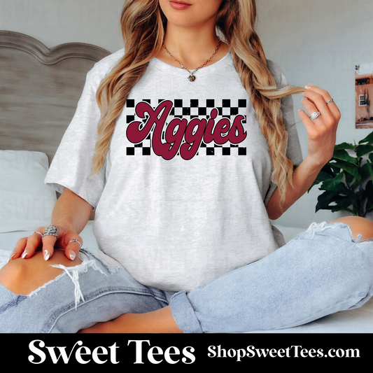 Aggies Checker tee - Ash