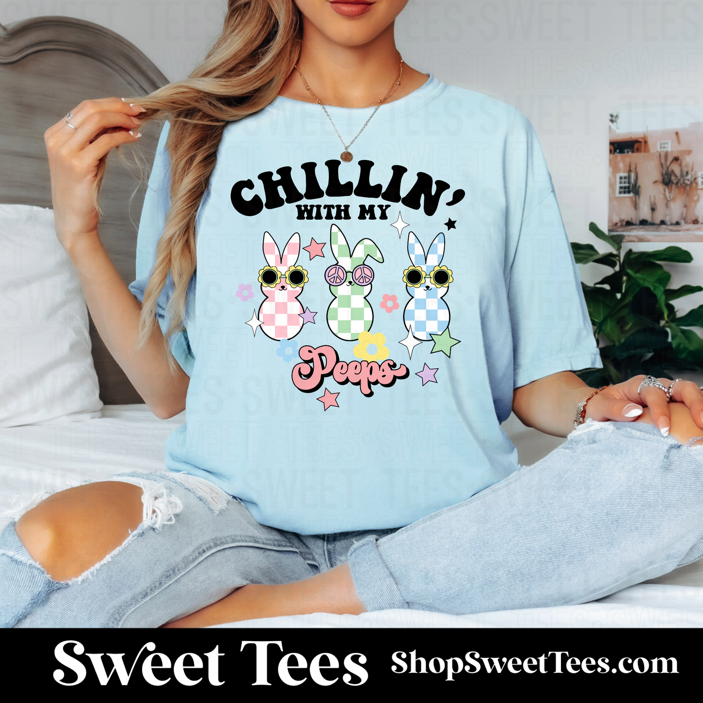 Chillin With My Peeps Checker tee