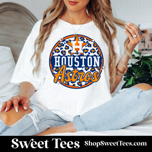 Astros Leopard Bold Circle tee