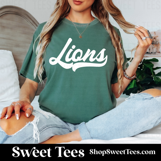 Lions Vintage Script tee - Green CC