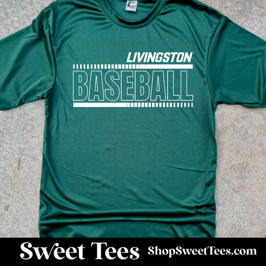 Livingston Baseball Italic Drifit tee