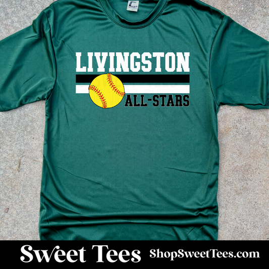 Livingston All-Stars Softball Double Stripe Drifit tee