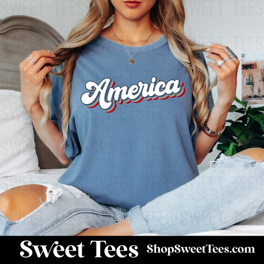 Retro America Script tee