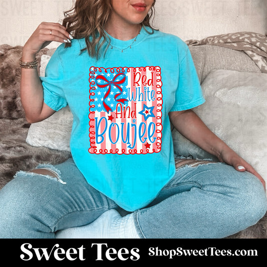 Red White Boujee Bow tee