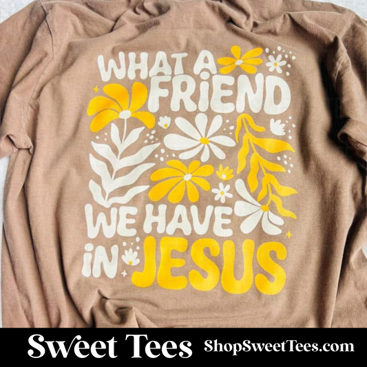 What A Friend In Jesus Retro Floral tee