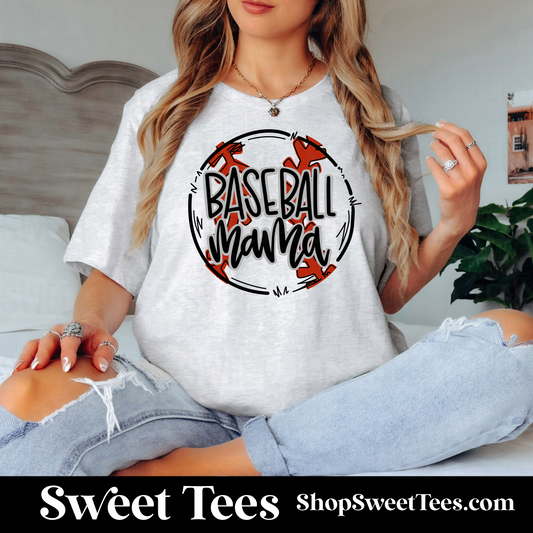 Doodle Baseball Mama tee
