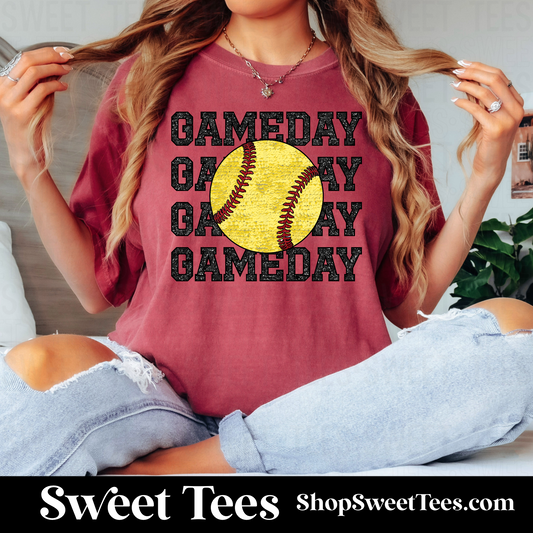 Faux Sequin Softball Game Day tee