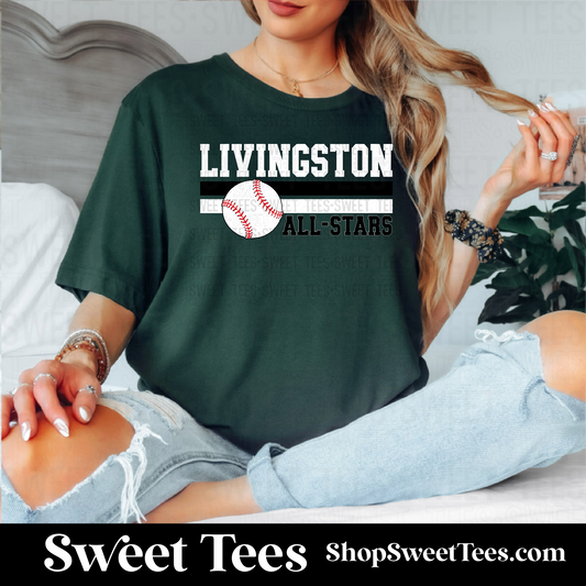 Livingston All-Stars Baseball Double Stripe tee - Green