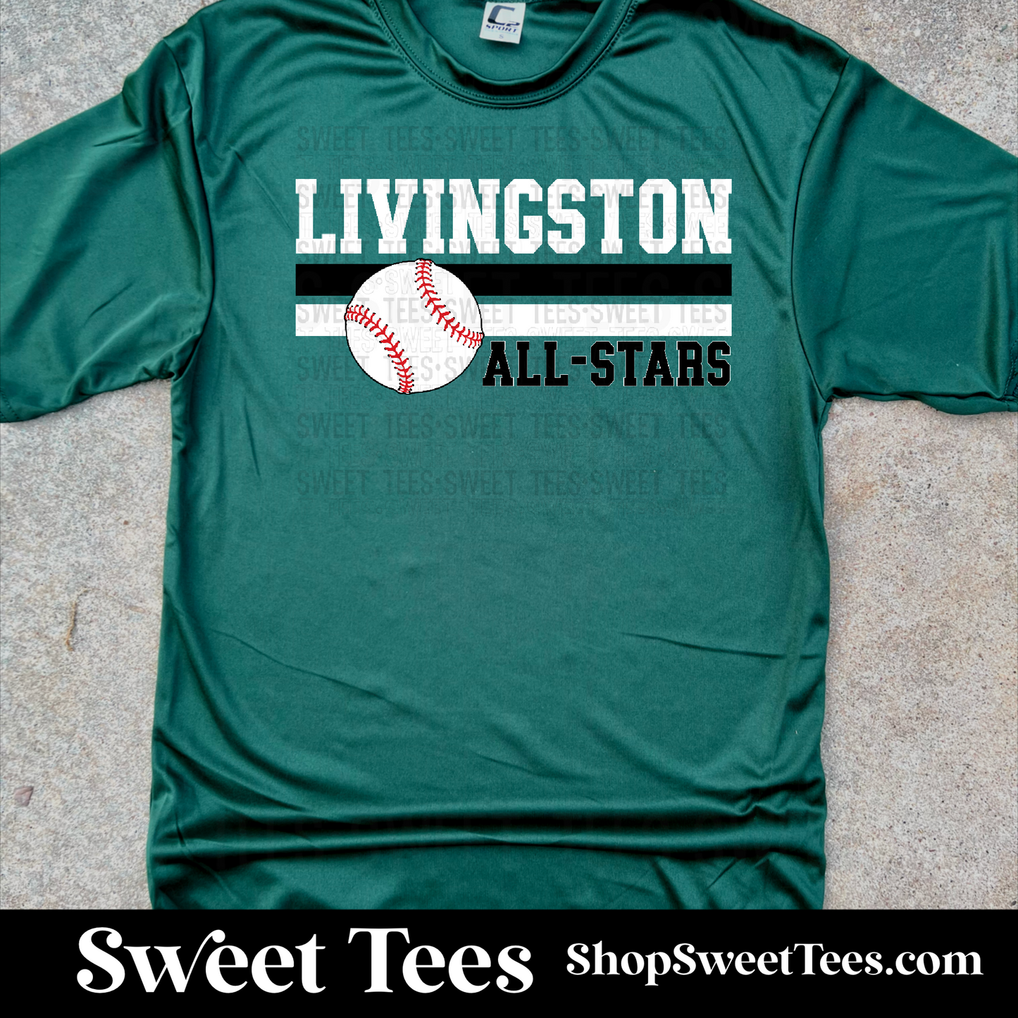 Livingston All-Stars Baseball Double Stripe Drifit tee